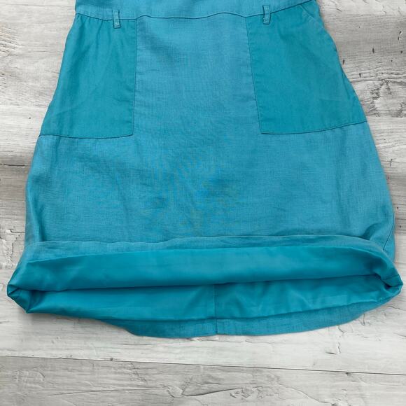 Street One Linen Blue Sleeveless Lined Pockets Knee Length Summer Dress 10 - Picture 6 of 15